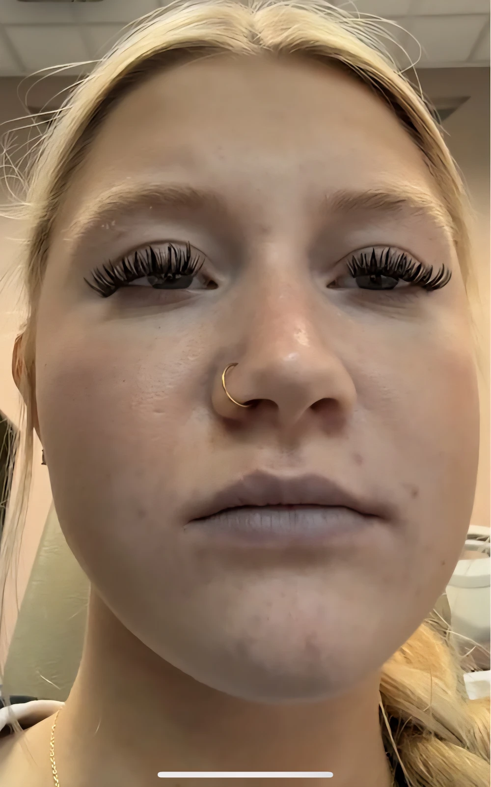 Closeup showing blue color of face